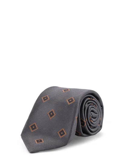Kiton Diamond-pattern Tie In Gray