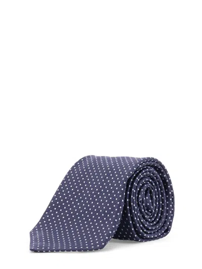 Kiton Dot-pattern Tie In Blue
