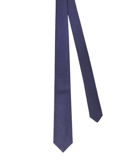 Kiton Dot-pattern Tie In Blue