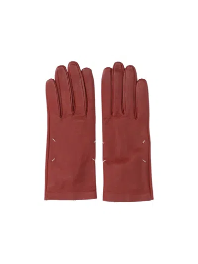 Maison Margiela Four Stitches Gloves In Red