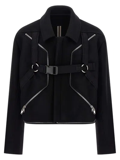 Rick Owens Long Sleeve Collared Coat Front Pockets In Black