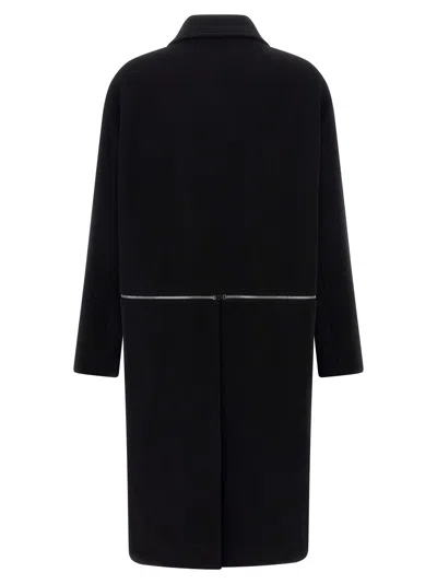 Rick Owens Long Sleeve Collared Coat Front Pockets In Black