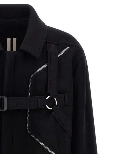 Rick Owens Long Sleeve Collared Coat Front Pockets In Black