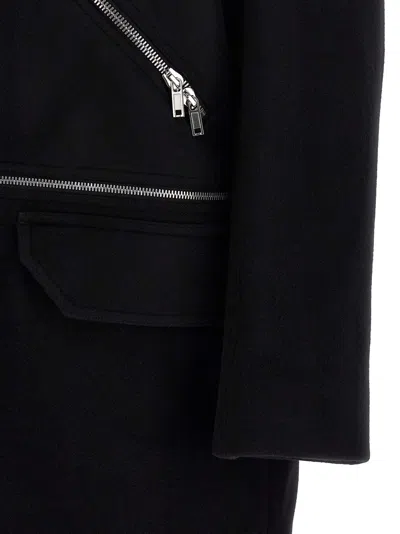 Rick Owens Long Sleeve Collared Coat Front Pockets In Black