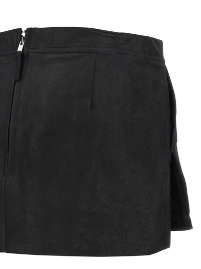 Rick Owens Layered Side Slit Mini Skirt In Black