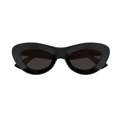 Bottega Veneta Ribbon Plastic Cat-eye Sunglasses In Black Black Grey