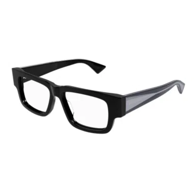 Bottega Veneta Square Frame Glasses In 001 Black Crystal Transpa