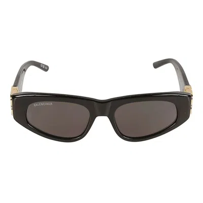 Balenciaga Black Gold Grey Acetate Sunglasses In Black