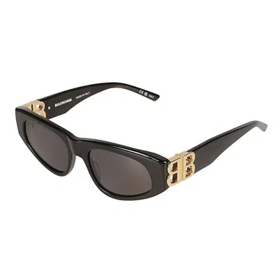 Balenciaga Black Gold Grey Acetate Sunglasses In Black