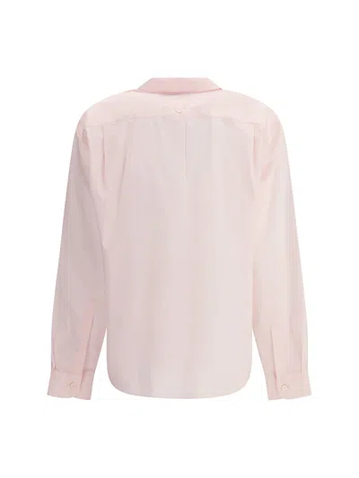 Prada Shirt In Cotton With A Ribbon Detail In Pink