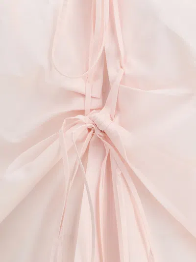 Prada Shirt In Cotton With A Ribbon Detail In Pink