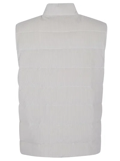 Eleventy Reversible Down Vest With Velvety Suede In Gray