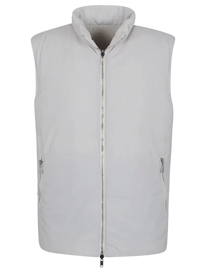 Eleventy Reversible Down Vest With Velvety Suede In Gray