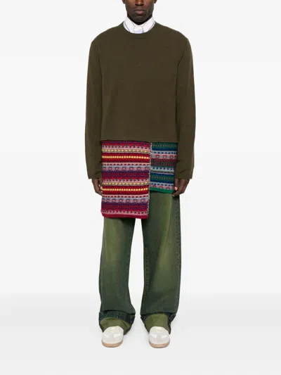 Comme Des Garçons Homme Deux Tartan-panelled Wool Sweater In Green