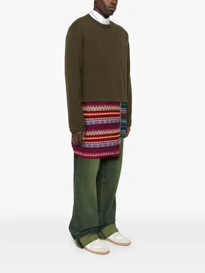 Comme Des Garçons Homme Deux Tartan-panelled Wool Sweater In Green