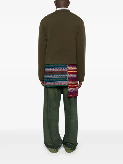 Comme Des Garçons Homme Deux Tartan-panelled Wool Sweater In Green