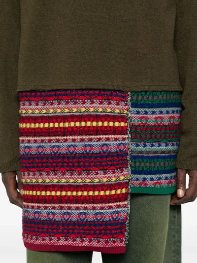 Comme Des Garçons Homme Deux Tartan-panelled Wool Sweater In Green