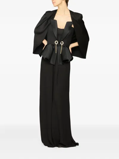 Genny Satin Cape With Drape In Black