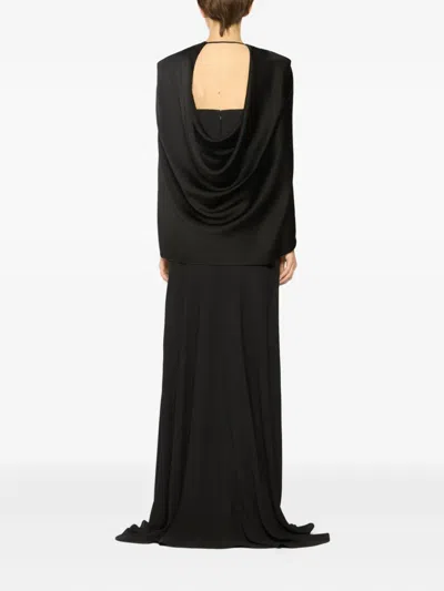 Genny Satin Cape With Drape In Black