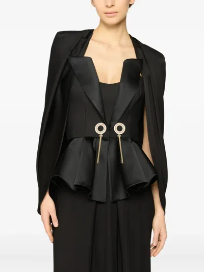 Genny Satin Cape With Drape In Black