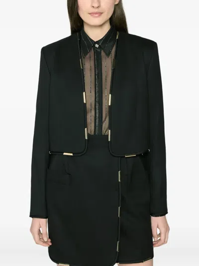 Genny Cropped Jacket With Metallic Details In Black