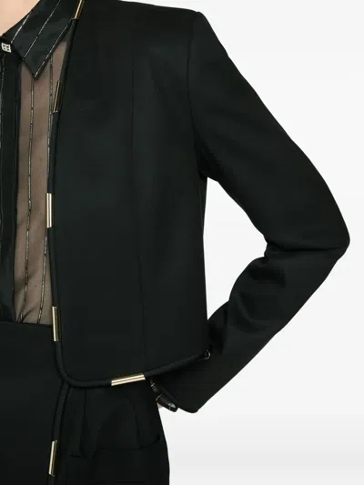Genny Cropped Jacket With Metallic Details In Black