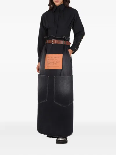 Moschino Classic Black Cotton Skirt With Smooth Texture In Black