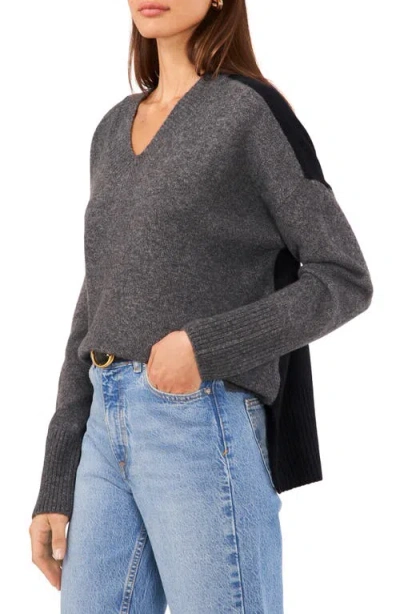 Vince Camuto Contrast High-low Sweater In Gray