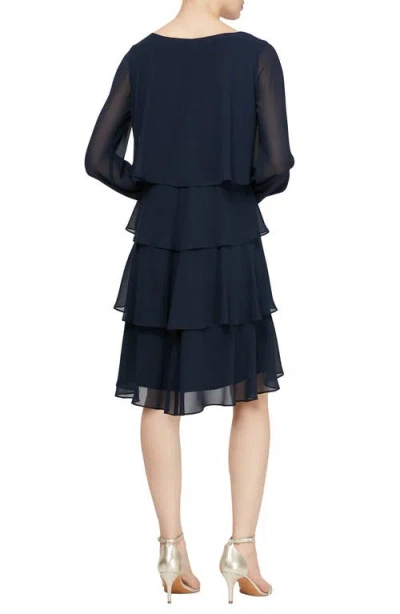 Sl Fashions 9170378 Long Sleeve Cocktail Short Dress In Animal Print