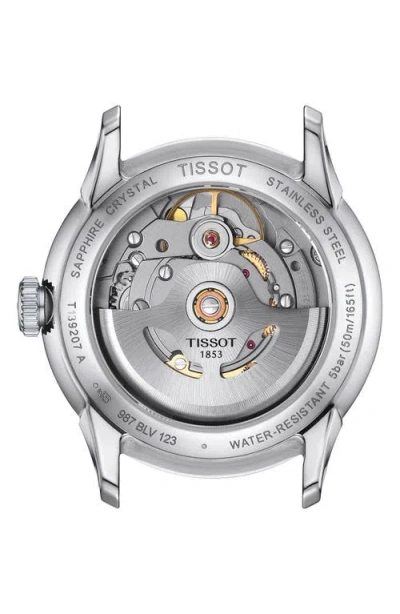 Tissot Chemin Des Tourelles Powermatic 80 Leather Strap Watch, 34mm In Silver