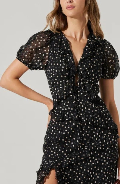 Astr The Label Bennet Polka Dot Dress In Black