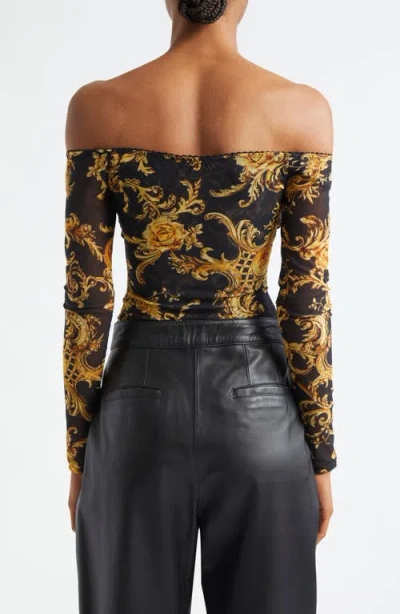 L'agence Peonie Off The Shoulder Mesh Bodysuit