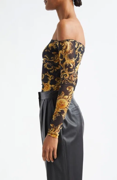 L'agence Peonie Off The Shoulder Mesh Bodysuit