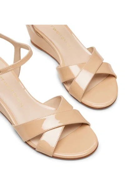 Stuart Weitzman Dayna Ankle Strap Wedge Sandal In Brown