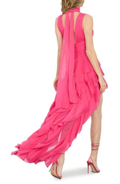 Alice And Olivia Alice + Olivia Holly Ruffle Asymmetric High-low Dress In Raspberry