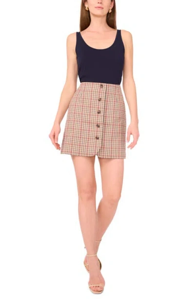1.state Tailored Button Front Miniskirt In Multi