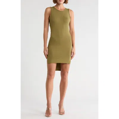 Go Couture High/low Jersey Minidress In Green