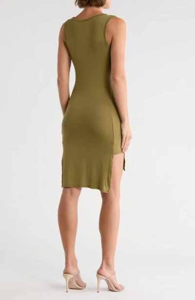 Go Couture High/low Jersey Minidress In Green