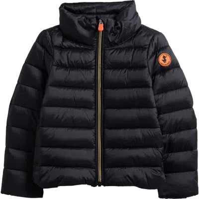 Save The Duck Kids' Evie Channel Quilted Puffer Jacket In Black