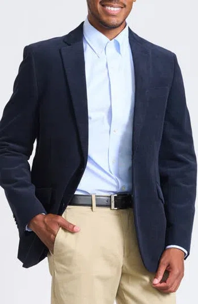 Savile Row Co Navy Waffle Corduroy Blazer In Blue