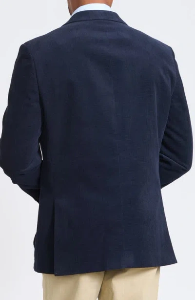 Savile Row Co Navy Waffle Corduroy Blazer In Blue