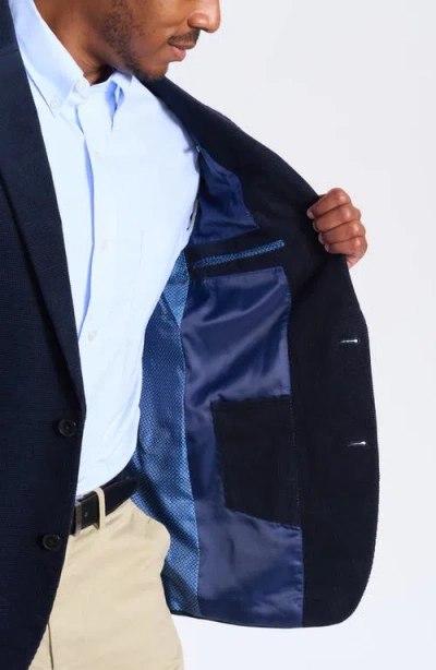 Savile Row Co Navy Waffle Corduroy Blazer In Blue