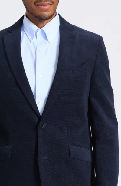 Savile Row Co Navy Waffle Corduroy Blazer In Blue