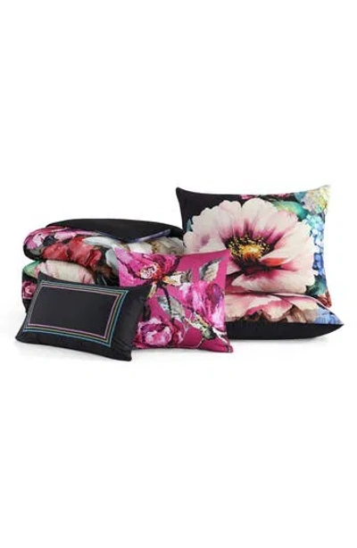 Bebejan Black Night Poppies Reversible 5-piece Comforter Set In Black