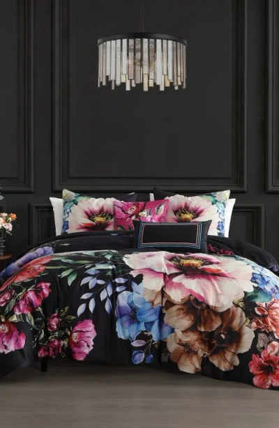 Bebejan Black Night Poppies Reversible 5-piece Comforter Set In Black