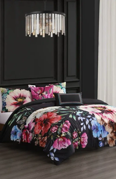 Bebejan Black Night Poppies Reversible 5-piece Comforter Set In Black