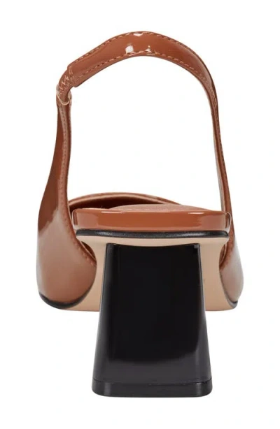 Marc Fisher Mirrored Block Heel Slingback Pump In Brown