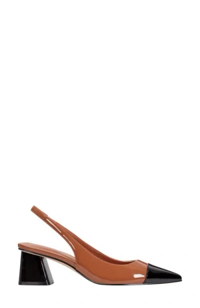 Marc Fisher Mirrored Block Heel Slingback Pump In Brown