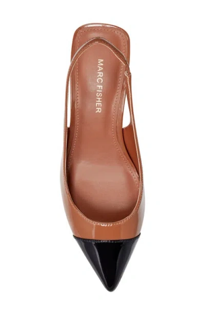 Marc Fisher Mirrored Block Heel Slingback Pump In Brown