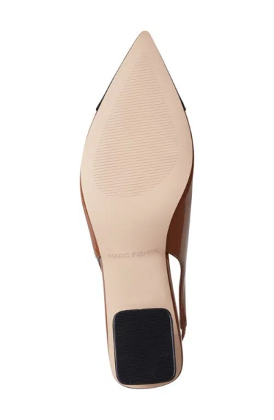 Marc Fisher Mirrored Block Heel Slingback Pump In Brown